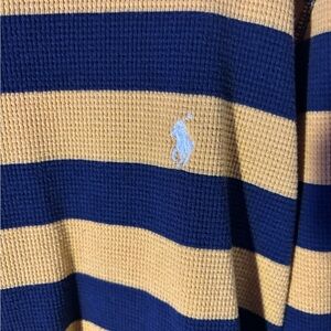 Polo Ralph Lauren Navy and Yellow Striped Crewneck Sweater